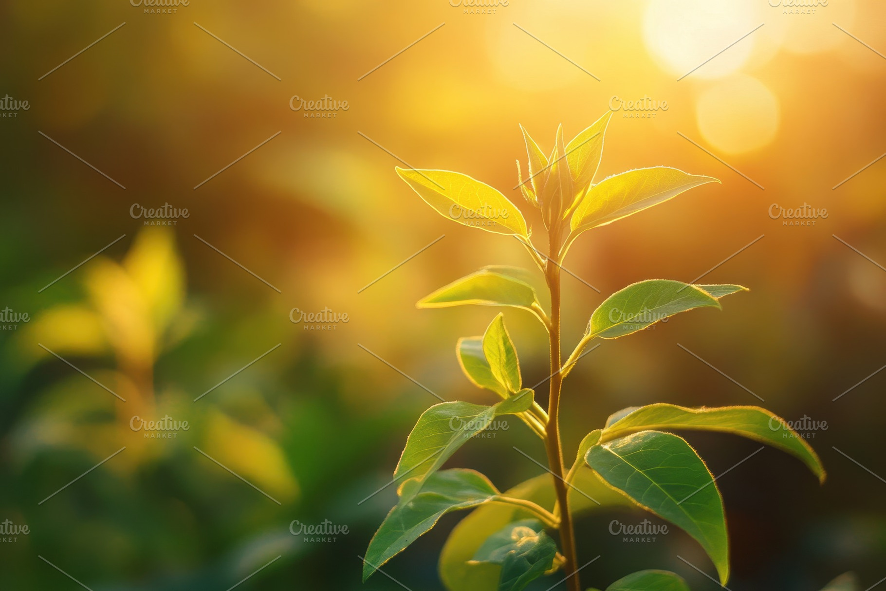 Close up of a young plant in morning, a Photo by Pavel_design