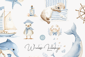 Whale Clipart Set, a Decorative Illustration by Pati Paints