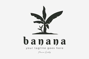 vintage banana tree logo icon design