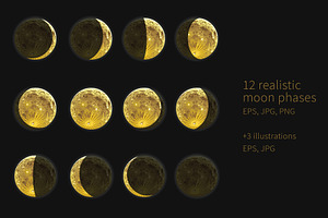 Vector Realistic Moon Phases