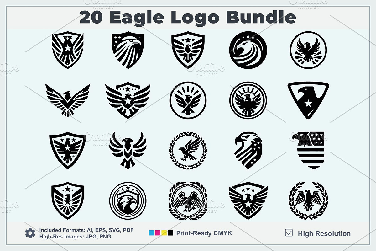 20 Minimalist Eagle Logo Bundle, a Branding & Logo Template by Vectorium Studio (Photo 1 of 21)