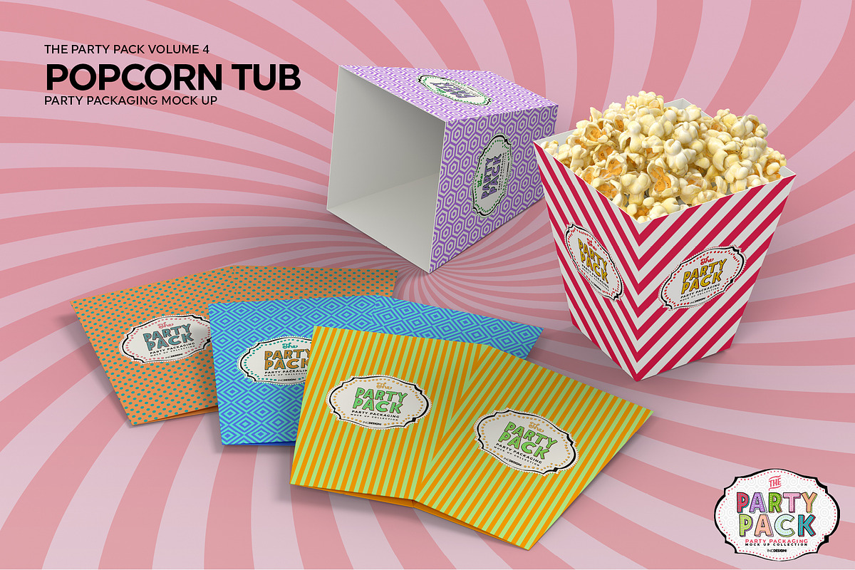 Popcorn Tub Packaging MockUp, a Packaging Mockup by INCDesign (Photo 5 of 7)