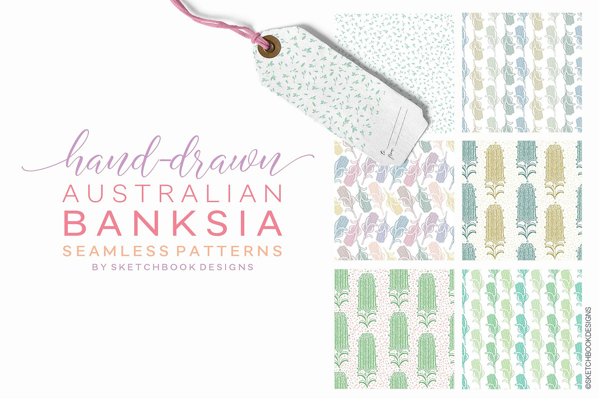 Australian Banksia Seamless Patterns, a Pattern Graphic by Sketchbook Designs (Photo 2 of 7)