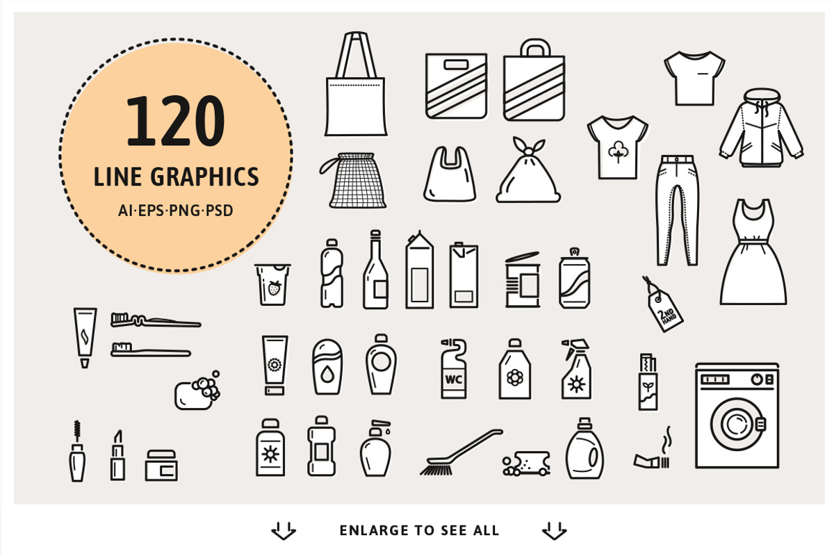 Plastic Pollution Line Graphics, an Animal Illustration by nordicworker (Photo 2 of 5)