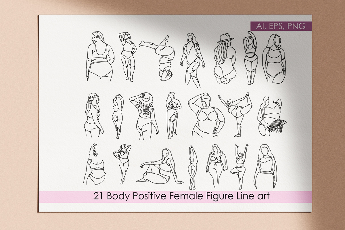 Body Positive Female Figure Line Art, a Person Illustration by velychko.ua (Photo 4 of 5)