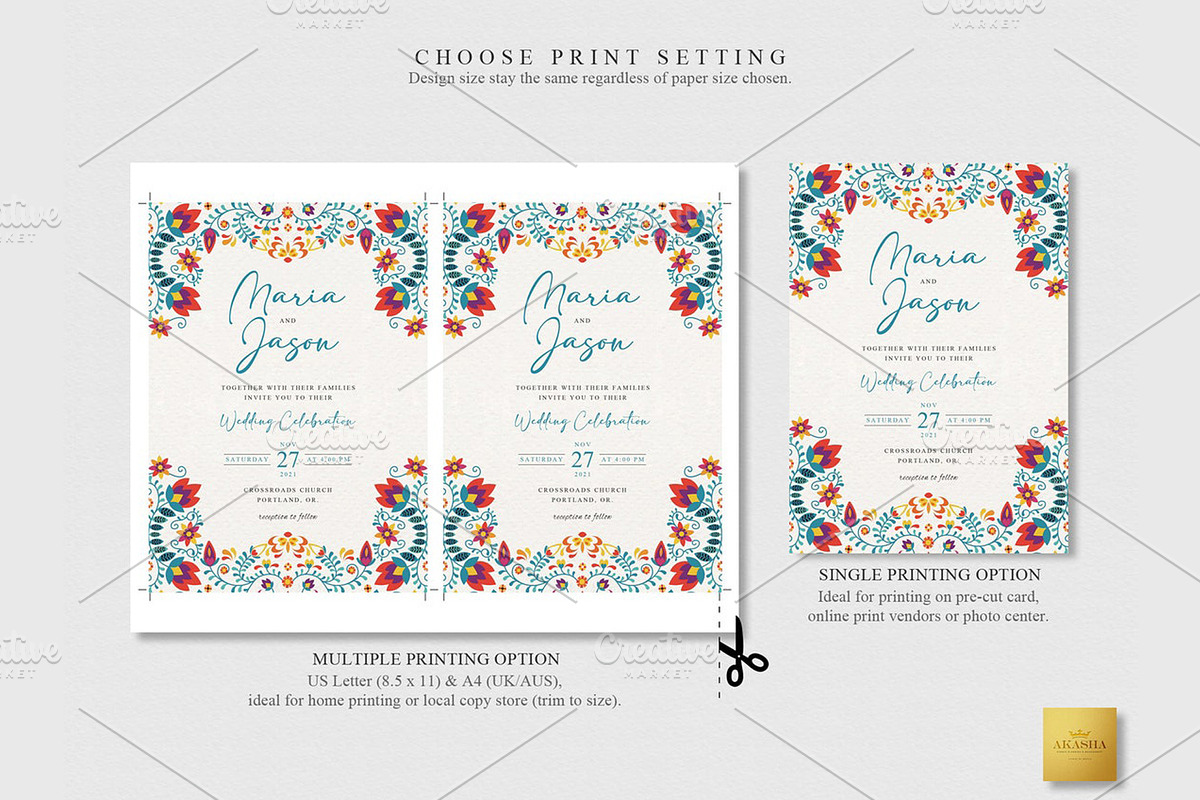 Mexican Wedding Bundle | CANVA, a Stationery Template by Creative Market (Photo 5 of 8)