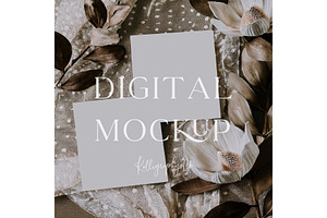 Magnolia Square Card Template Mockup