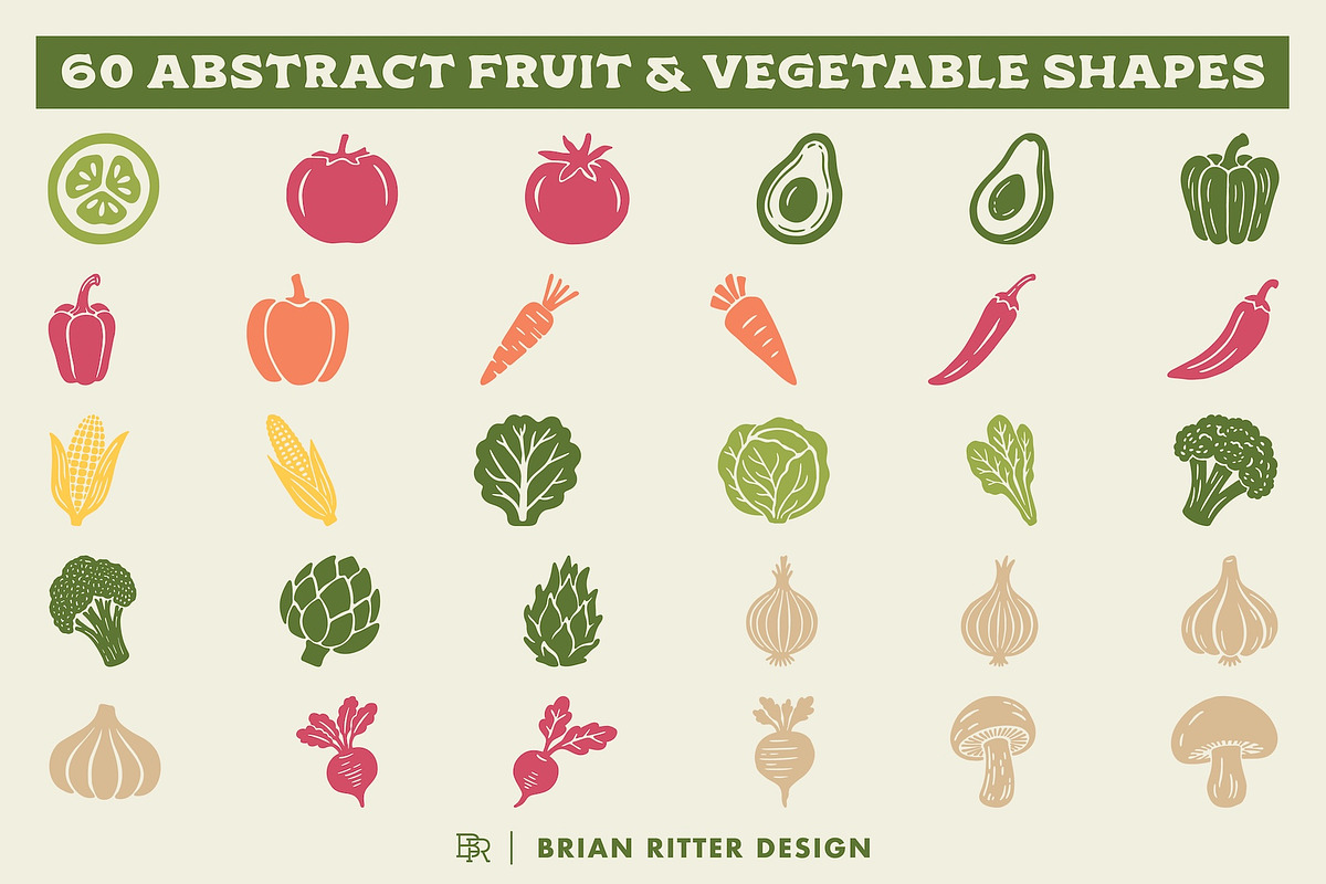 Abstract Fruit & Vegetable Shapes, an Object Graphic by Brian Ritter Design (Photo 5 of 5)