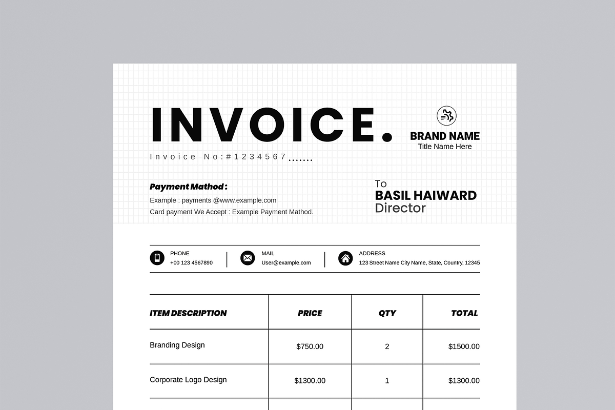 Invoice Template, a Stationery Template by MightyDesign (Photo 4 of 8)