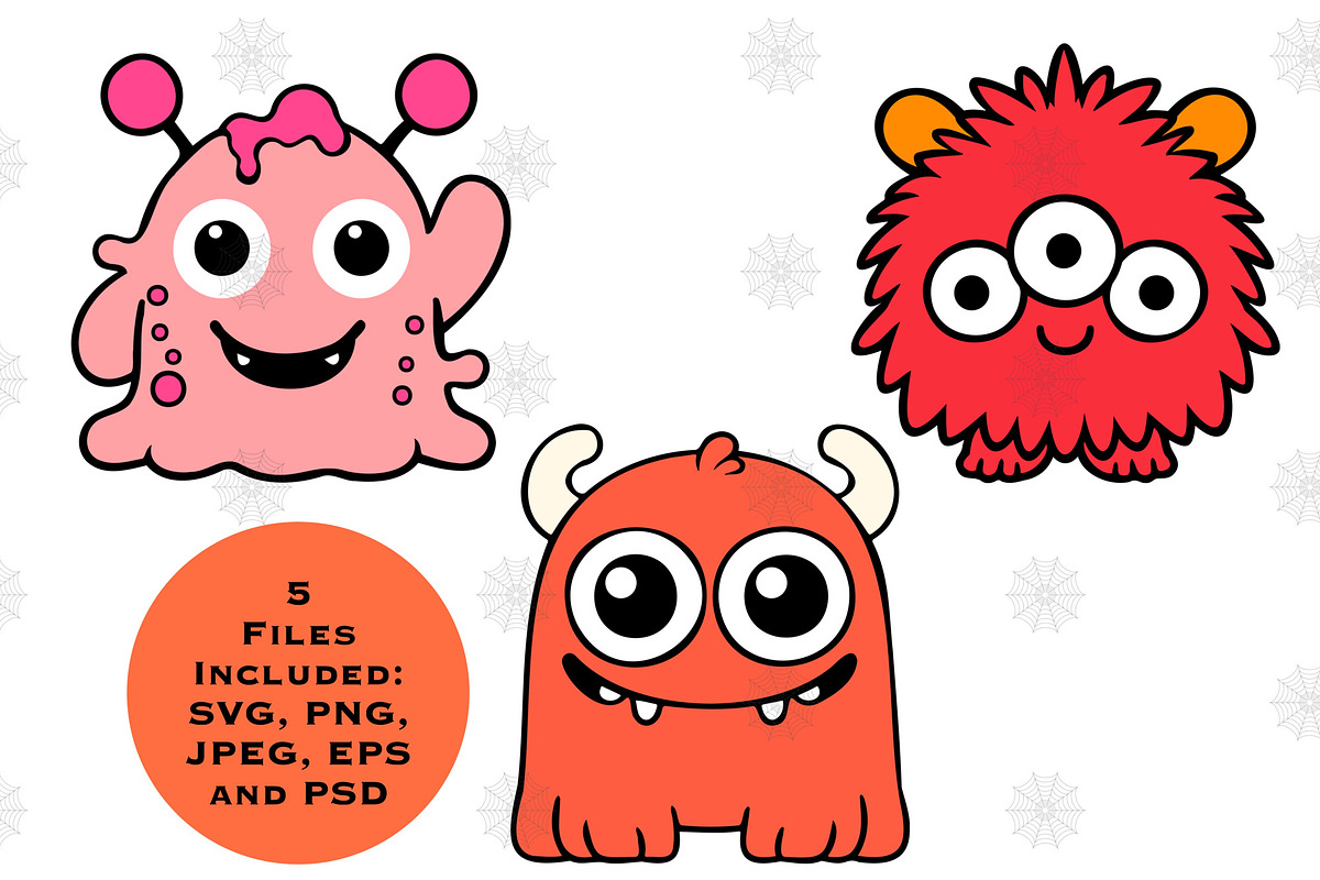19 Cartoon Friendly Monsters, a Seasonal Illustration by Baby Squid Ink (Photo 7 of 7)