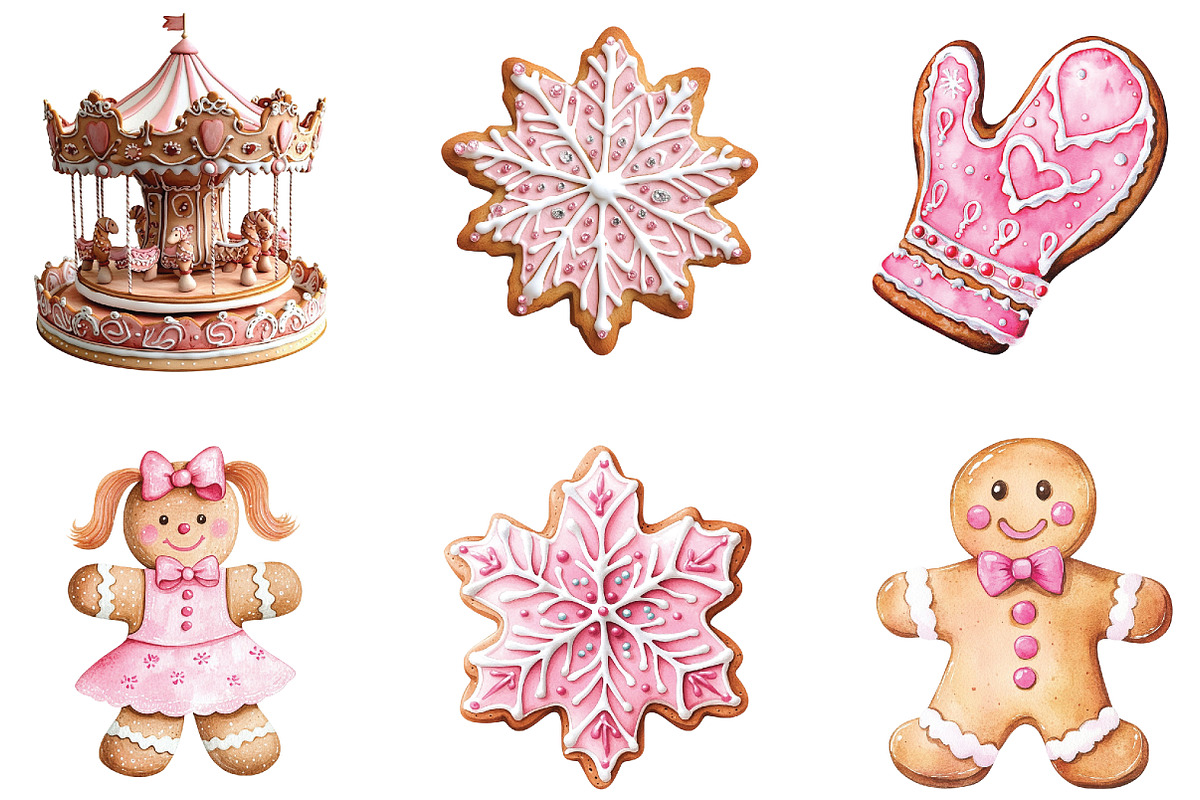 Pink Christmas Gingerbread Sublimati, an Illustration by CraftArtStudio (Photo 2 of 6)