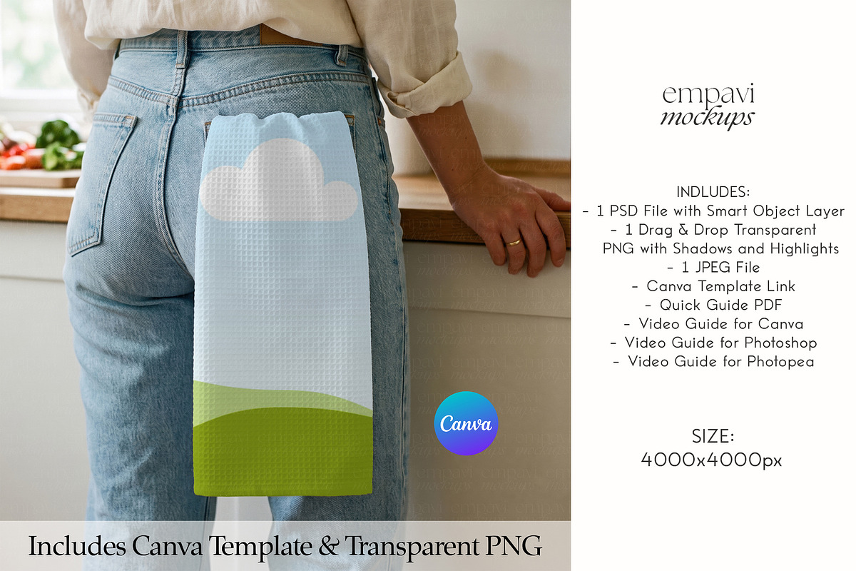 Waffle Tea Towel Mockup, a Household Mockup by EmpaviMockups (Photo 3 of 6)