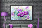 Watercolor purple poppy flowers, an Illustration by MaryAmi (Thumbnail 3 of 3)