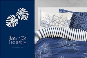 Blue Ink Tropics Graphic Set