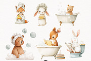 Cute Bath time Clipart- Woodland PNG, an Animal Illustration by PaintPixelCo (Thumbnail 2 of 14)