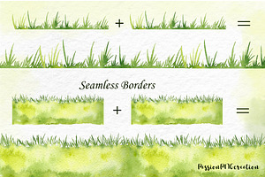 Watercolor Grass Borders Clipart