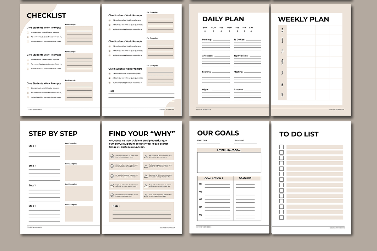 Workbook Planner Design Template