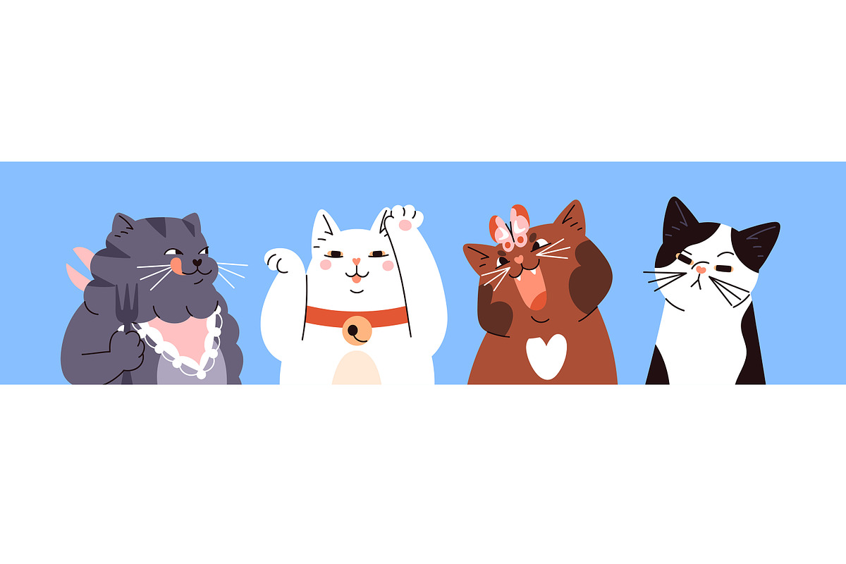 Cute funny cats set, cards, an Animal Illustration by PaperTrident (Photo 3 of 6)