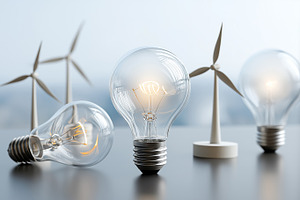 Light bulbs and wind turbines, a Technology Photo by MistyDay