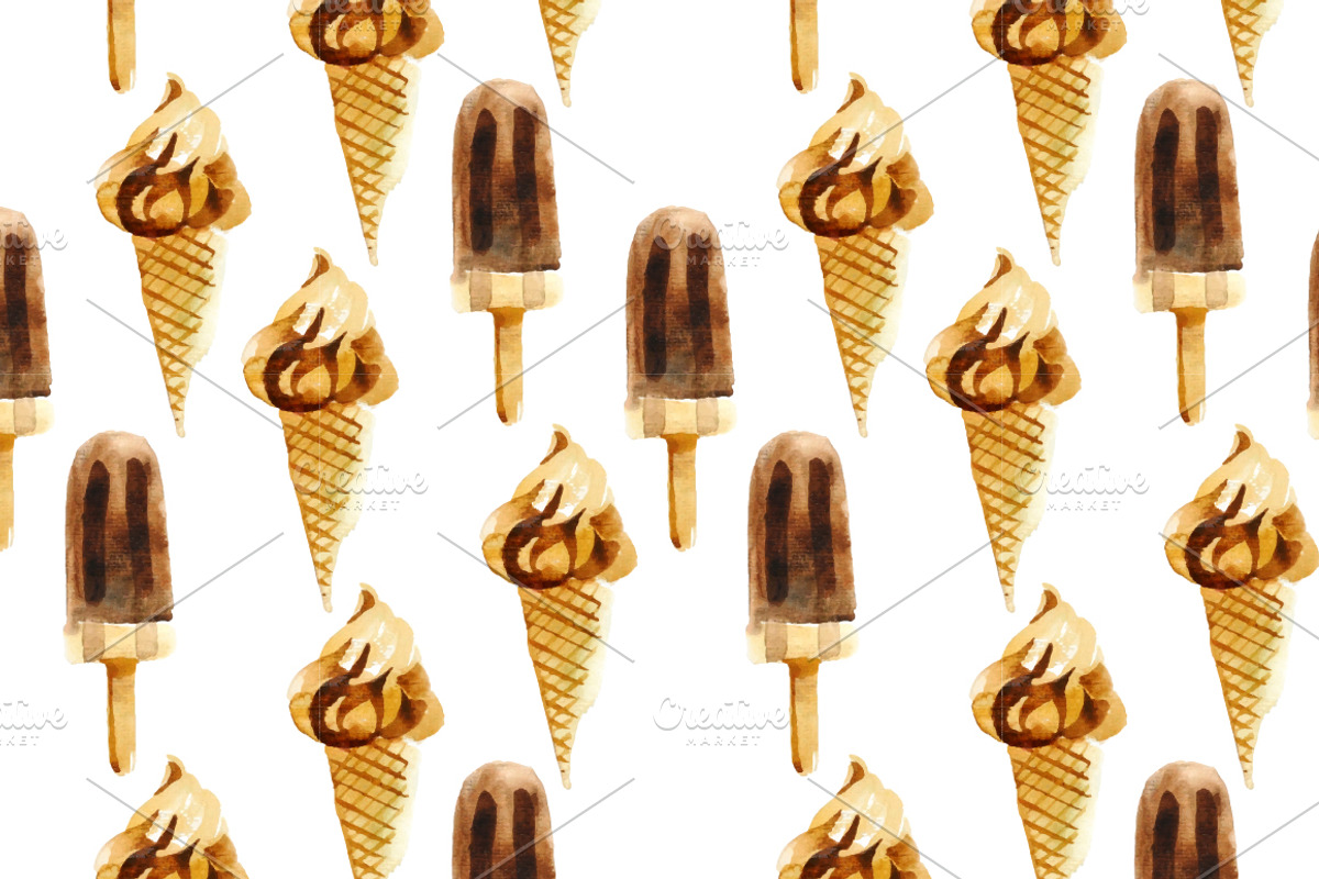 Ice cream watercolors, a Pattern Graphic by handsketched (Photo 6 of 6)