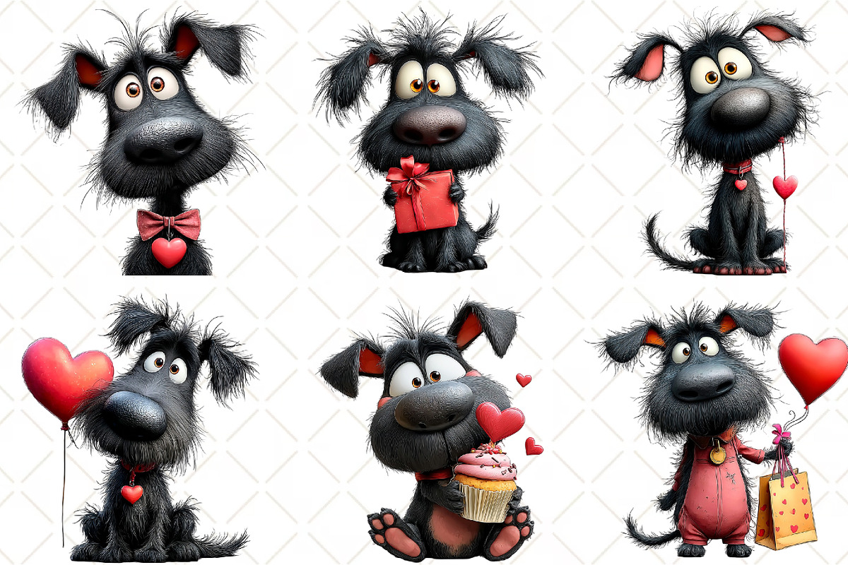 Quirky Valentine Day Black Dog, an Illustration by Black Bird Studio (Photo 3 of 6)