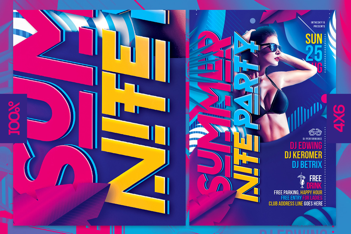 Summer Nite Party Flyer Template, a Flyer Template by InTheSky15 (Photo 2 of 3)