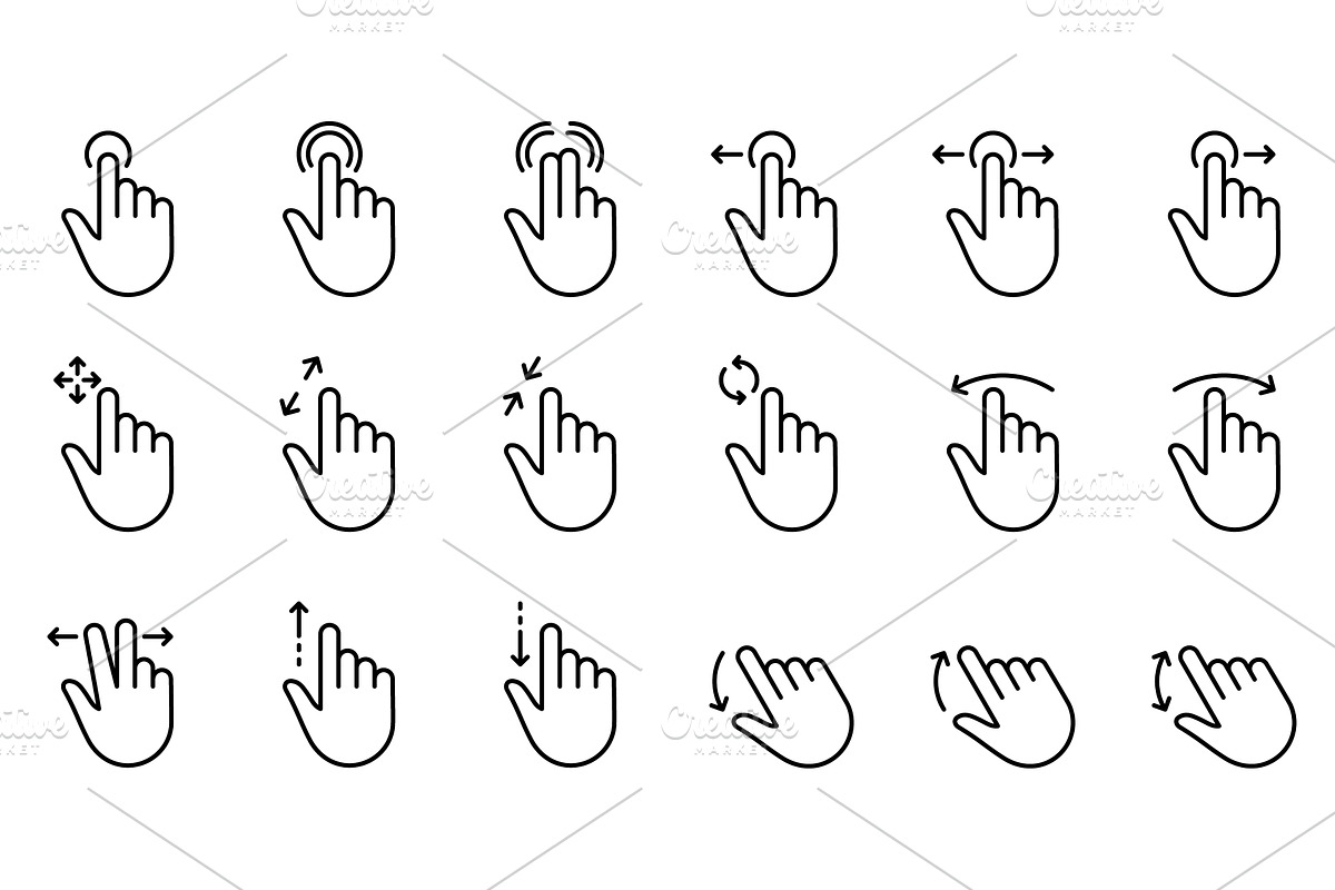 Hand Finger Touch, Swipe Icons, an Object Illustration by Gentle Studio