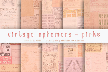 Vintage Ephemera Collage Papers PINK
