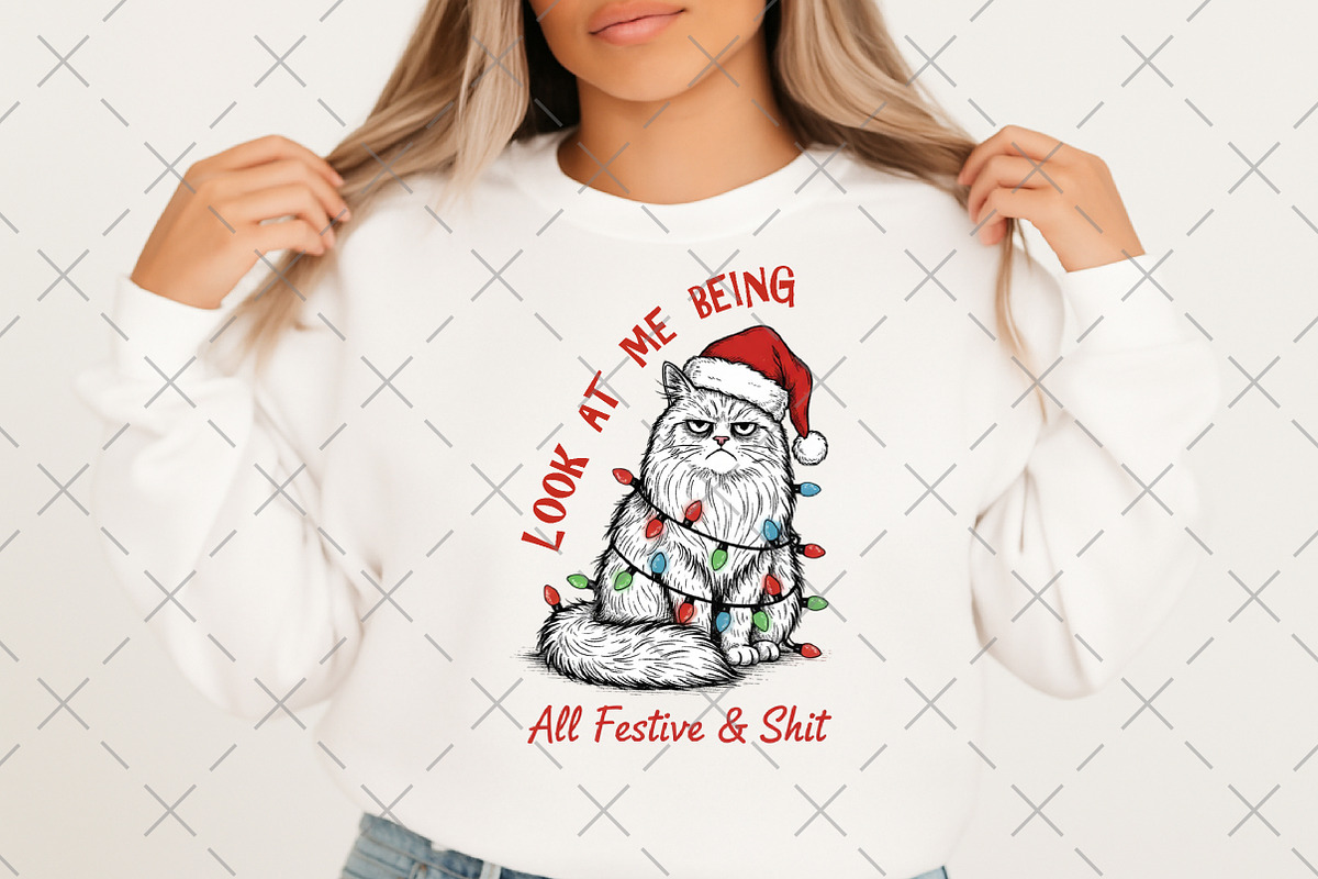 Grumpy Cat Christmas PNG, an Illustration by Craft Nest (Photo 2 of 6)