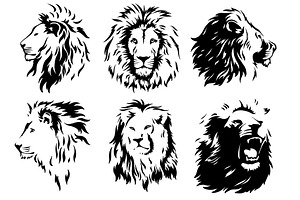 Lion Head Vector Set