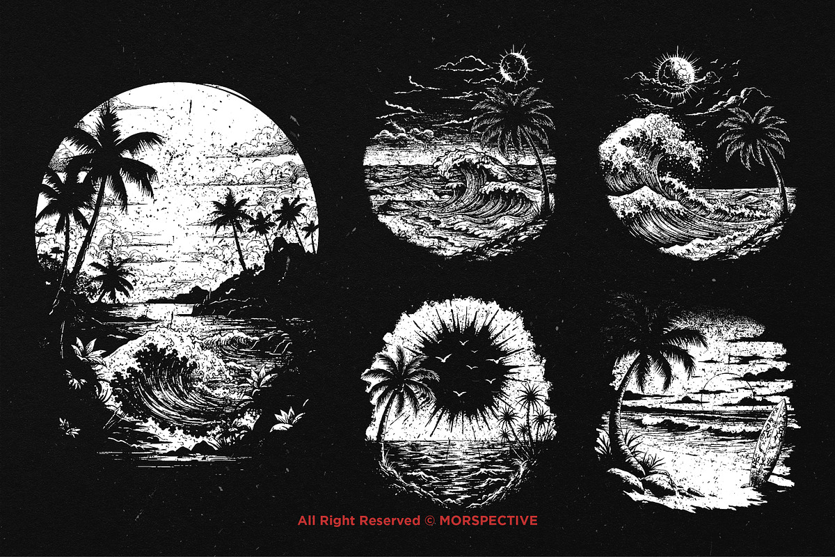 10 Bundle Dark Art Sunset Vibes Sea, an Illustration by Morspective (Photo 3 of 7)