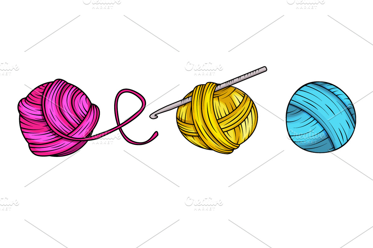 Yarn balls in vector, an Illustration by Lytvynenko Anna