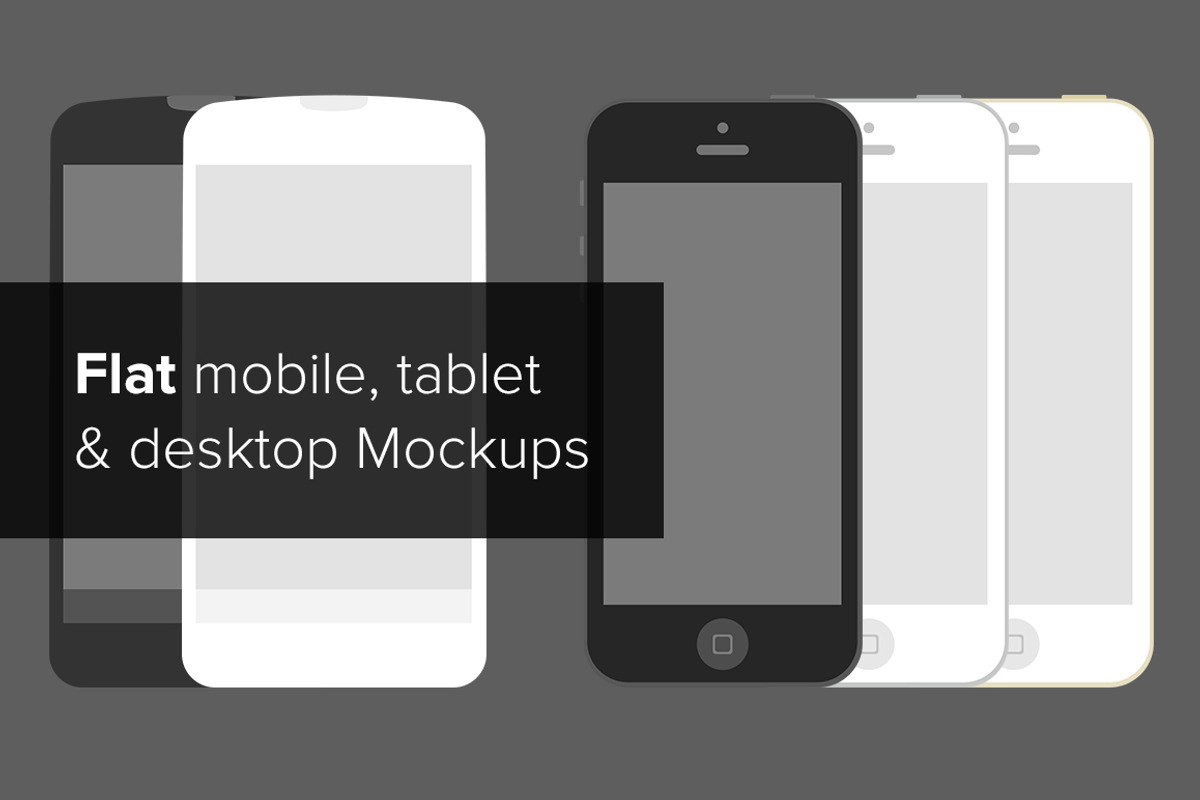 Flat mobile, tablet & desktop mockup, an iPhone Mockup by Jamie Peak (Photo 1 of 5)