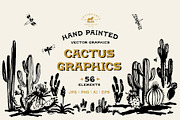 Hand Painted Cactus Vector Graphics, a Graphic by Antiquaria (Thumbnail 1 of 6)