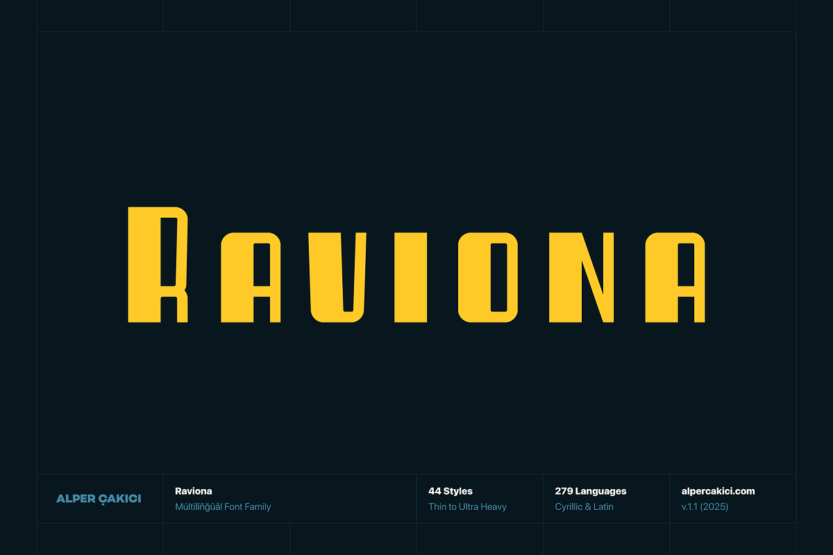 Raviona Font Family (44 Fonts), a Font by alpercakici (Photo 1 of 18)