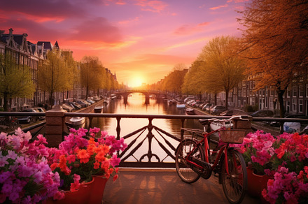 Amsterdam canals at beautiful sunset, a Photo by Iftikhar Alam