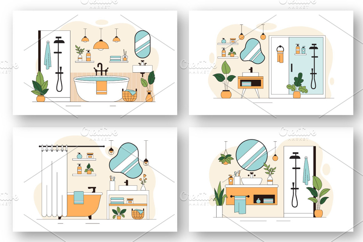 10 Modern Bathroom Interior, a Decorative Illustration by denayunebgt (Photo 3 of 4)