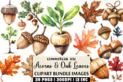 Watercolor Acorns & Oak Leaves PNG, an Illustration by Craft Nest (Thumbnail 1 of 6)