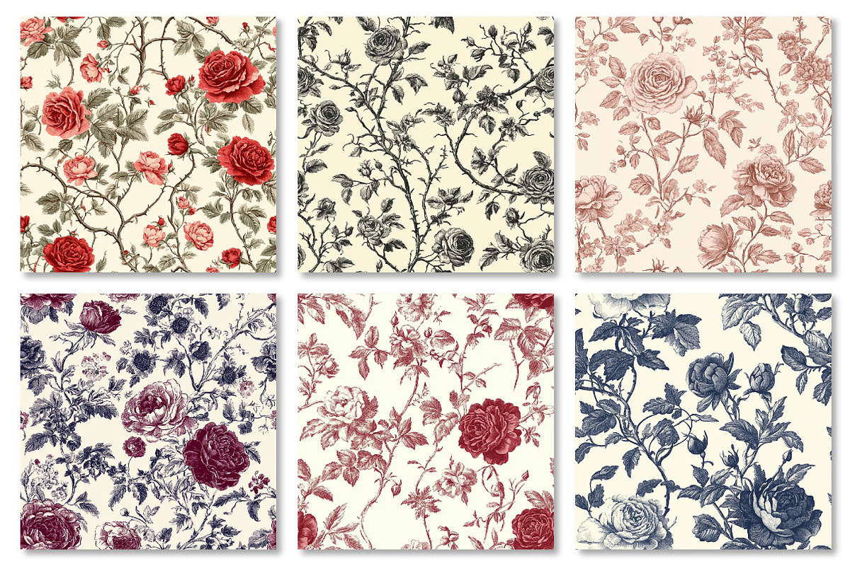 Vintage Floral Toile Seamless Patter, a Pattern Graphic by Dream Creation (Photo 4 of 7)
