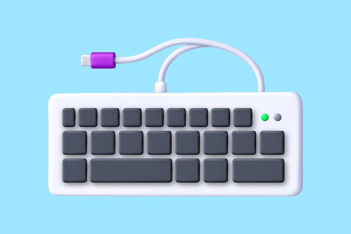3D Computer keyboard connected by, a Technology Illustration by Abscent (Photo 2 of 3)