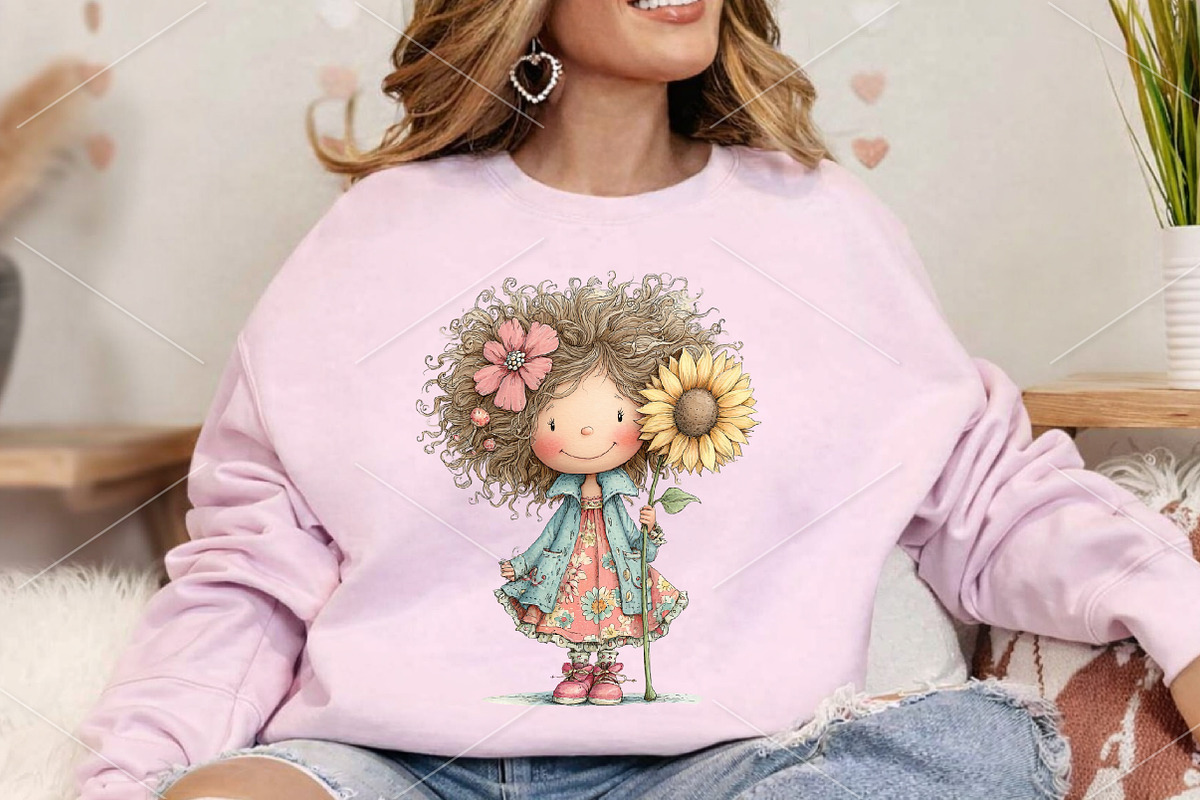 Whimsical Spring Girl Clipart Bundle, an Illustration by Canvas Craft (Photo 4 of 7)