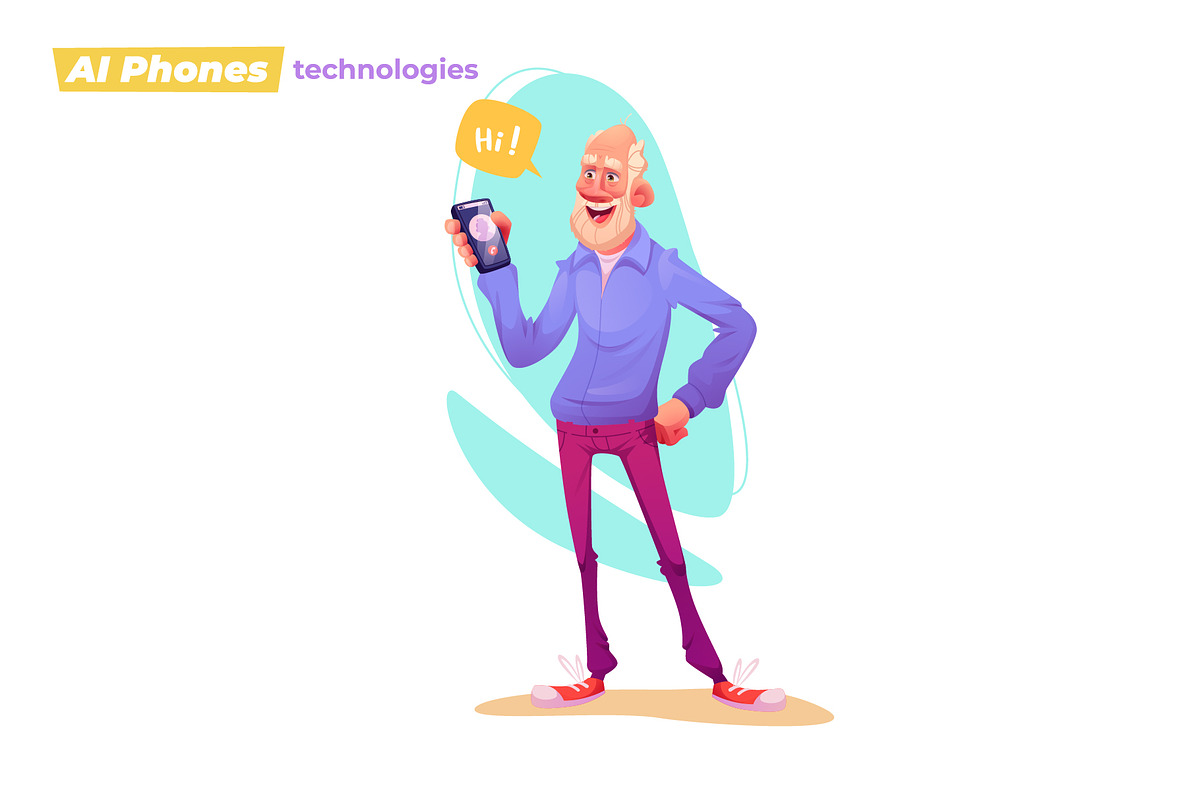 Old man vs Technologies AI, a Technology Illustration by VectorVision (Photo 5 of 5)