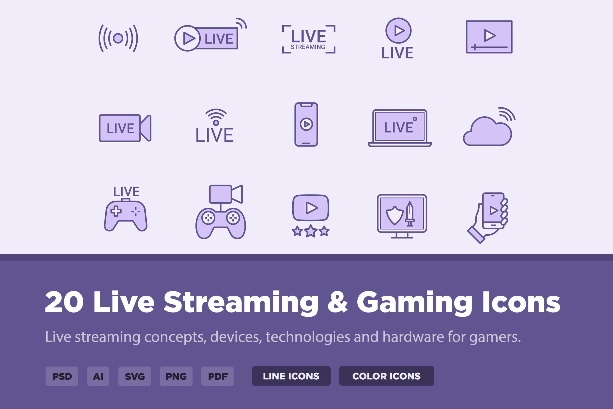 20 Live Streaming & Gaming Icons, an Icon by Creative VIP | Creative Market 20 Live Streaming & Gaming Icons, an Icon by Creative VIP