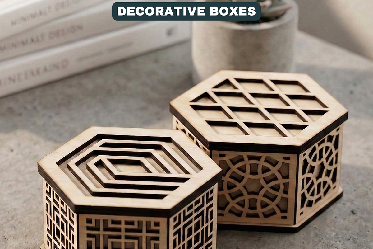 Decorative Hexagon Box Laser Cut SVG, a Graphic by AtacanDigital (Photo 2 of 8)