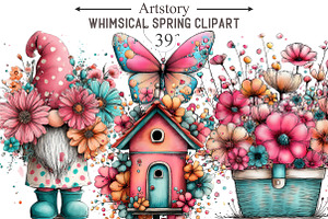 Whimsical Spring Clipart, an Illustration by designcity5