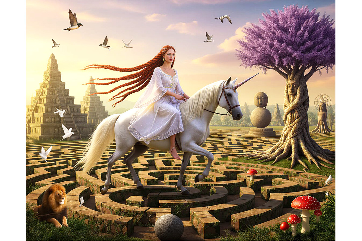 Women on a Unicorn, a Person Illustration by Sharon Schwalbe (Photo 2 of 2)