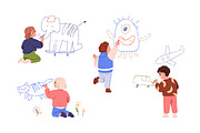 Cute kids drawing on wall set, a Person Illustration by Good Studio (Thumbnail 6 of 8)