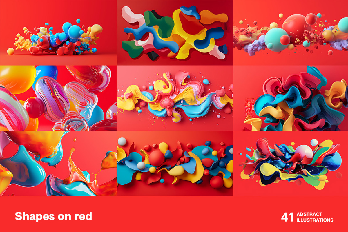 Shapes on red. 41 images, a Background Graphic by Handmadefont (Photo 9 of 11)
