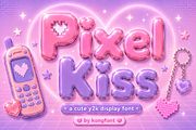Pixel Kiss - Cute Y2K Display Font, a Handwritten Font by overlaytemplates (Thumbnail 1 of 5)