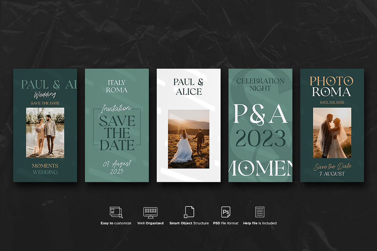 Wedding Social Stories PSD Templates, a Social Media Template by Giraffe Design Studio (Photo 10 of 21)